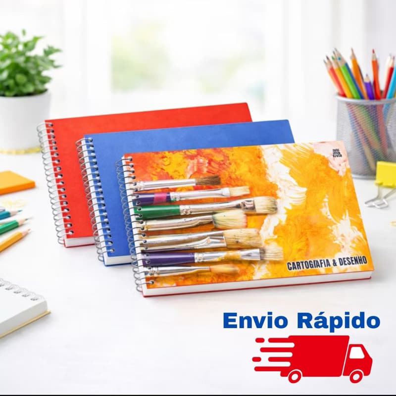 Caderno Cartografia E Desenho Capa Dura Espiral 60 Folhas Sem Pauta Escolar