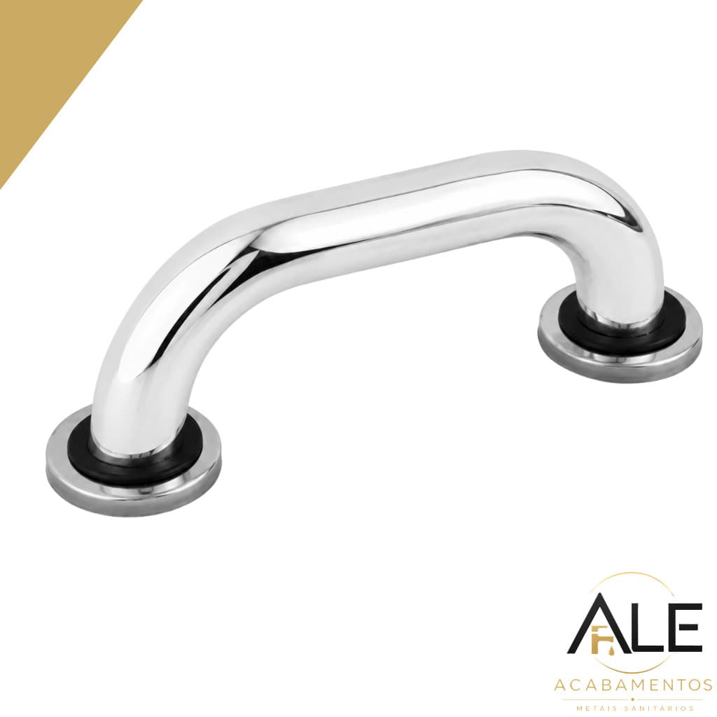 Alça de Apoio Banheiro Barra Inox 20cm  para Cadeirante Idoso Deficiente, Corredor, Piscina  e Corrimão