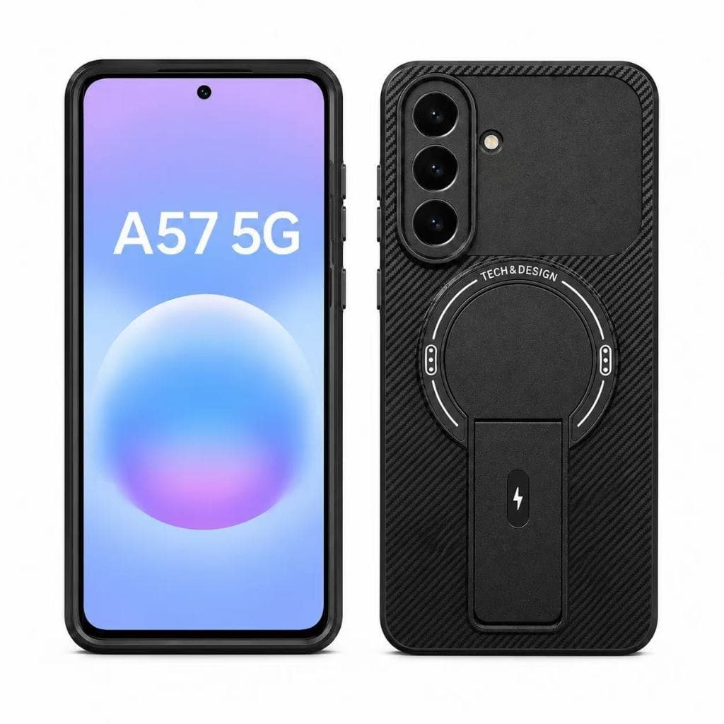 Kit Capa Capinha Case Samsung Galaxy A57 5G+ Película de Cerâmica | Suporte Magnético Dobrável Anti Impacto