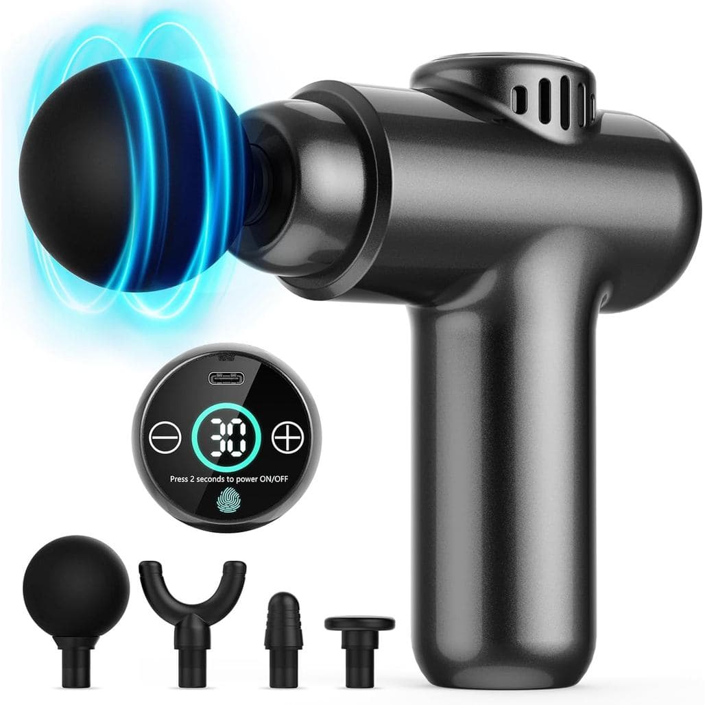 Pistola de Massagem para Tecidos Profundos, Massageador de Percussão Muscular Portátil com 30 Velocidades e Tela Sensíve