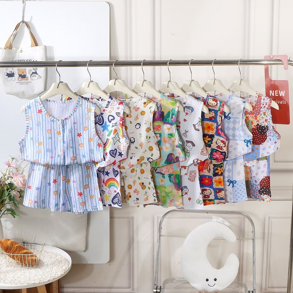 0-12 anos de idade crianças novo estilo verão sem mangas Shorts dos desenhos animados All-Match Loungewear