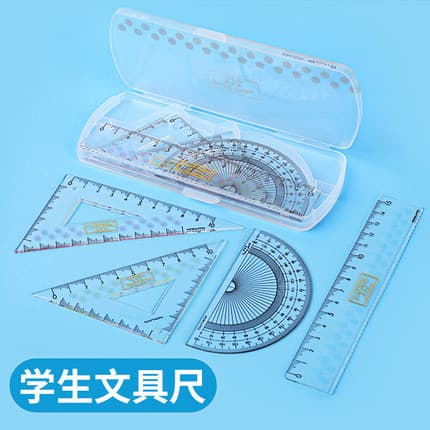 Frete grátis japão kokuyo kokuyo régua conjunto multifuncional transparente transferidor triângulo régua de plástico