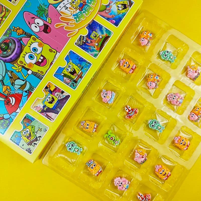 Bob Esponja Calça Quadrada Caixa Misteriosa Boneca de Resina Dongdongle Selo Buraco Bob Esponja Calça Quadrada Caixa Mis