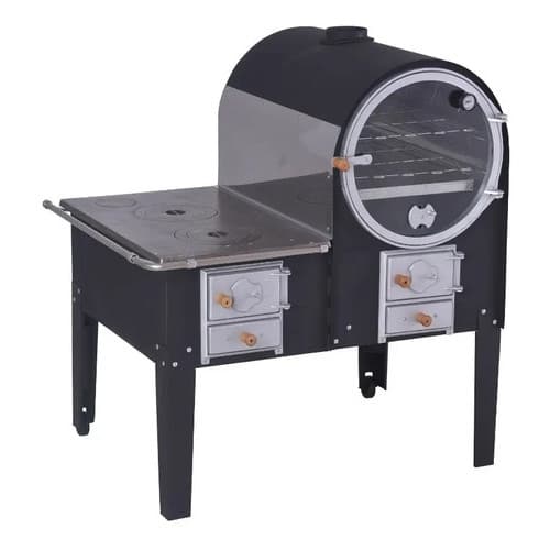 Forno Com Fogão A Lenha - Interno Inox Brilhante (80cm)forne