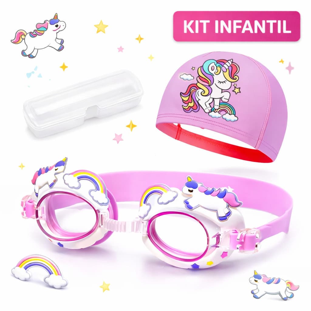 Conjunto de Natação Infantil: Óculos de Natação, Touca de Natação, Caixa de Treinamento, Acessórios para Piscina CPBW WD