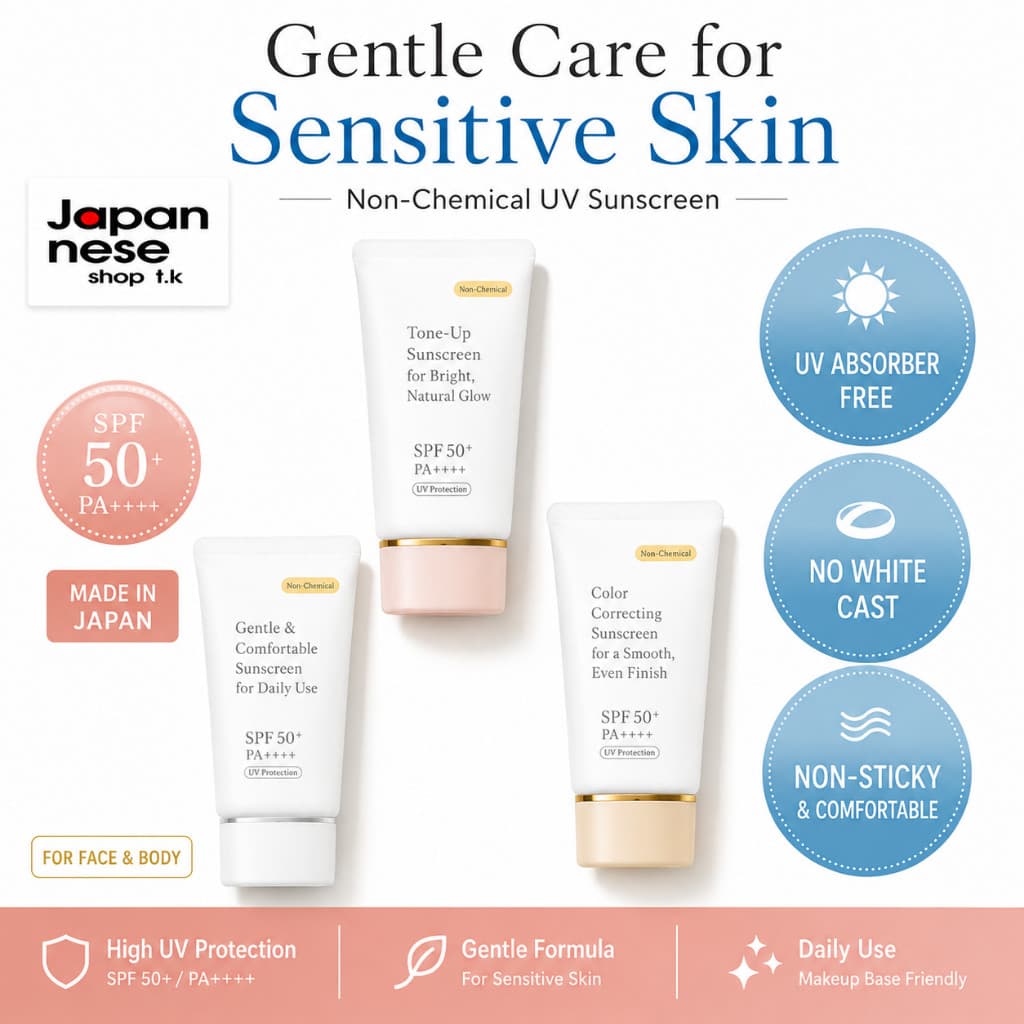 Chemical-Free Sunscreen Cream for Sensitive Skin (Face)40g　Made in Japan【Direct from Japan】