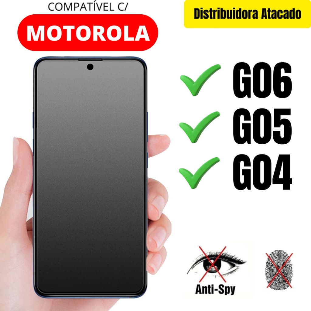 Película Cerâmica Privacidade Fosca 3D P/ Motorola G06 / G05 / G04 Matte AntiSpy - Envio Rápido