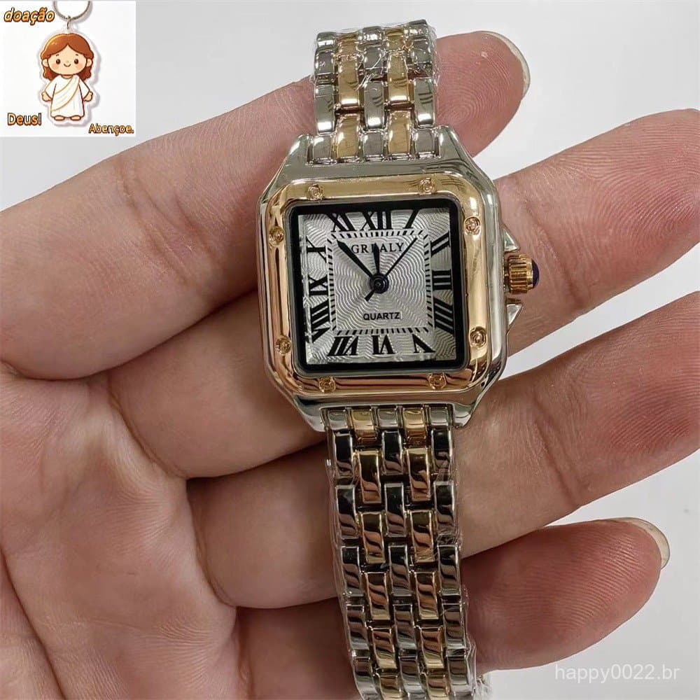 Relógio Feminino Elegante Relógio de Quartzo Quadrado Relógio de Pulso de Negócios W125 7ZFE