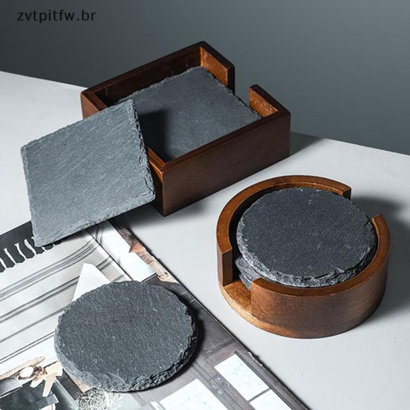 ZVT Estilo Japonês Reutilizável Pedra De Ardósia Porta-Copos Resistente Ao Calor Tapete De Caneca BR