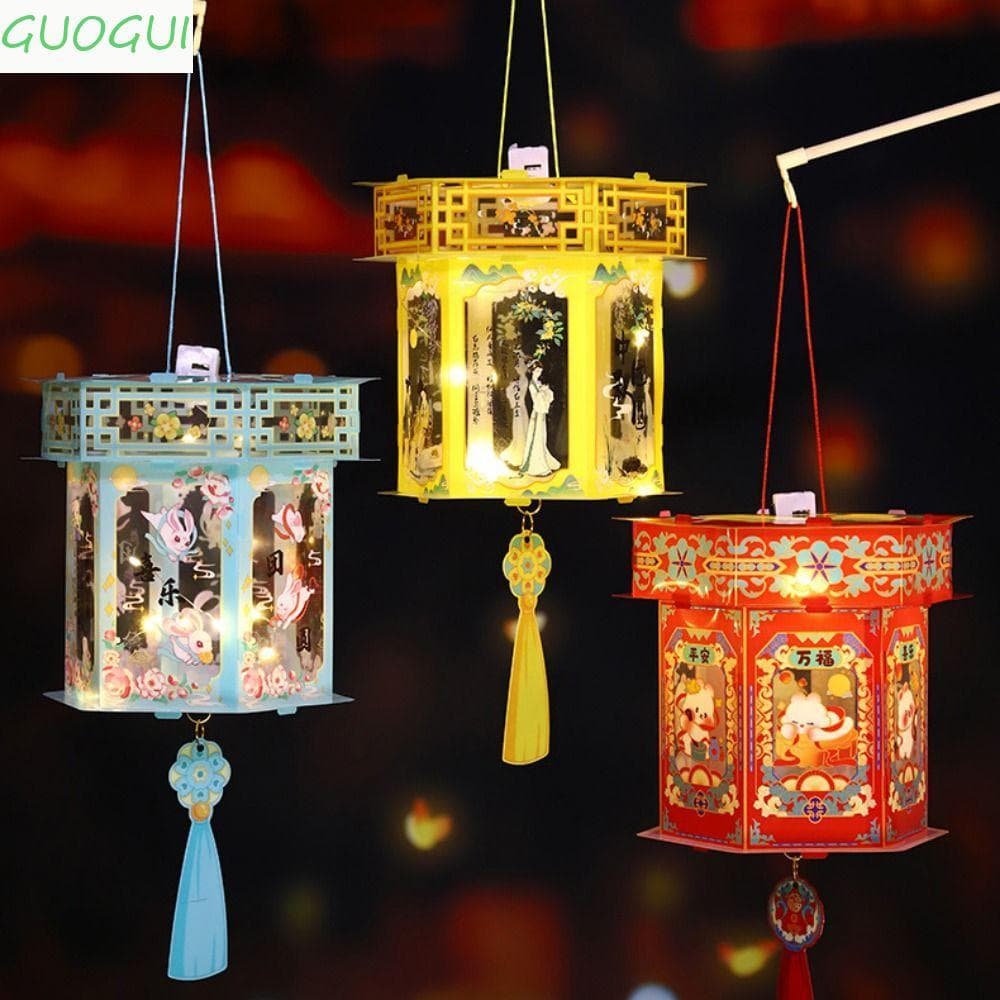 GUOGUI Lanternas Brilhantes Do Meio Outono , Lanterna Portátil À Prova D'água Estilo Chinês , De Festival De PVC De Dese