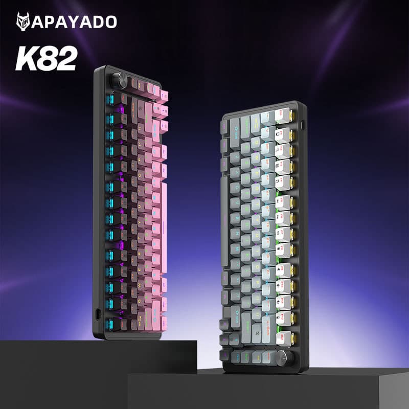 Teclado Mecânico APAYADO K82 75 % Para Jogos RGB Hot Swappable Com Botão Cabo Removível Interruptor Azul/Vermelho