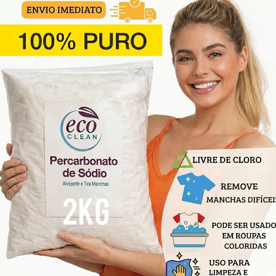 Percarbonato De Sódio 100% PURO Alvejante sem cloro Tira Manchas limpeza clareador 500g/1kg/2kg/3kg