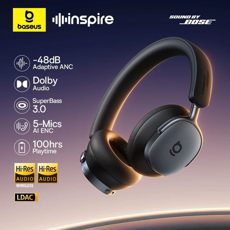 Baseus Inspire XH1 Fones De Ouvido ANC Sem Fio Bluetooth 6.1 48dB Com Cancelamento De Ruído LDAC De Alta Resolução