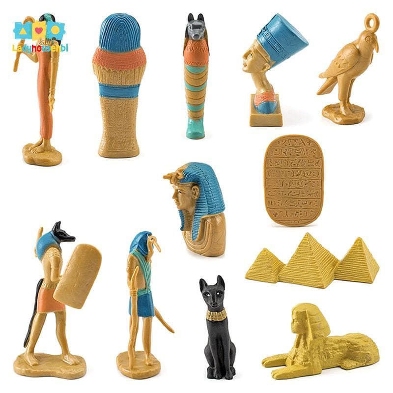 LAHG > 12x Figuras Do Egito Antigo Novidade Alta Simulação Pequenas Estátuas Brinquedo Educacional Inicial Caso Múmia Th