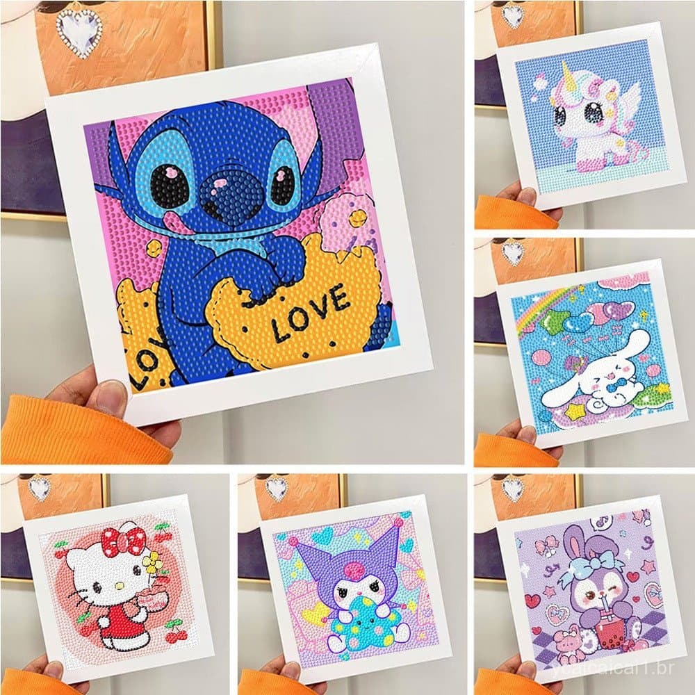 Kit Pintura Com Diamante Infantil DIY Desenho Animado Moldura Artesanato