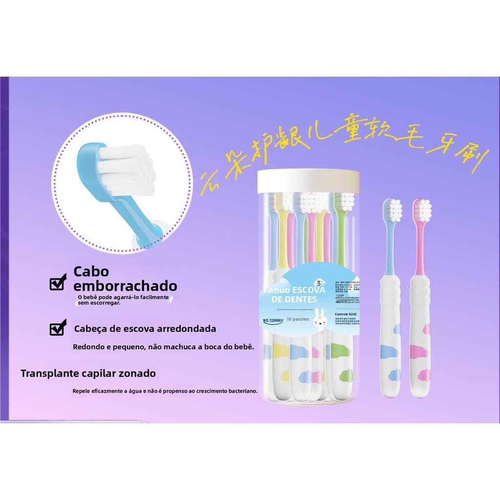 Escova de dentes infantil popular de 2026 com cerdas macias, design de desenho animado, proteção para as gengivas, para
