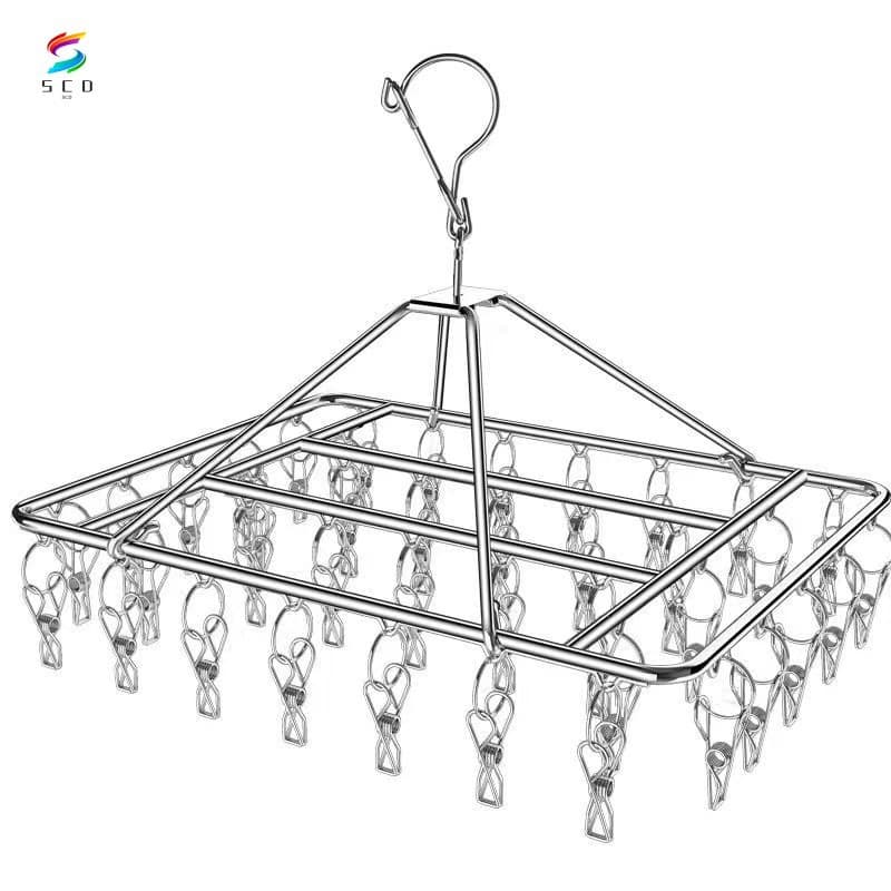 Rack De Sarongue De Fixação De Aço Inoxidável Multifuncional-Clipes De Meias À Prova De Vento Suporte De Roupas De Linge