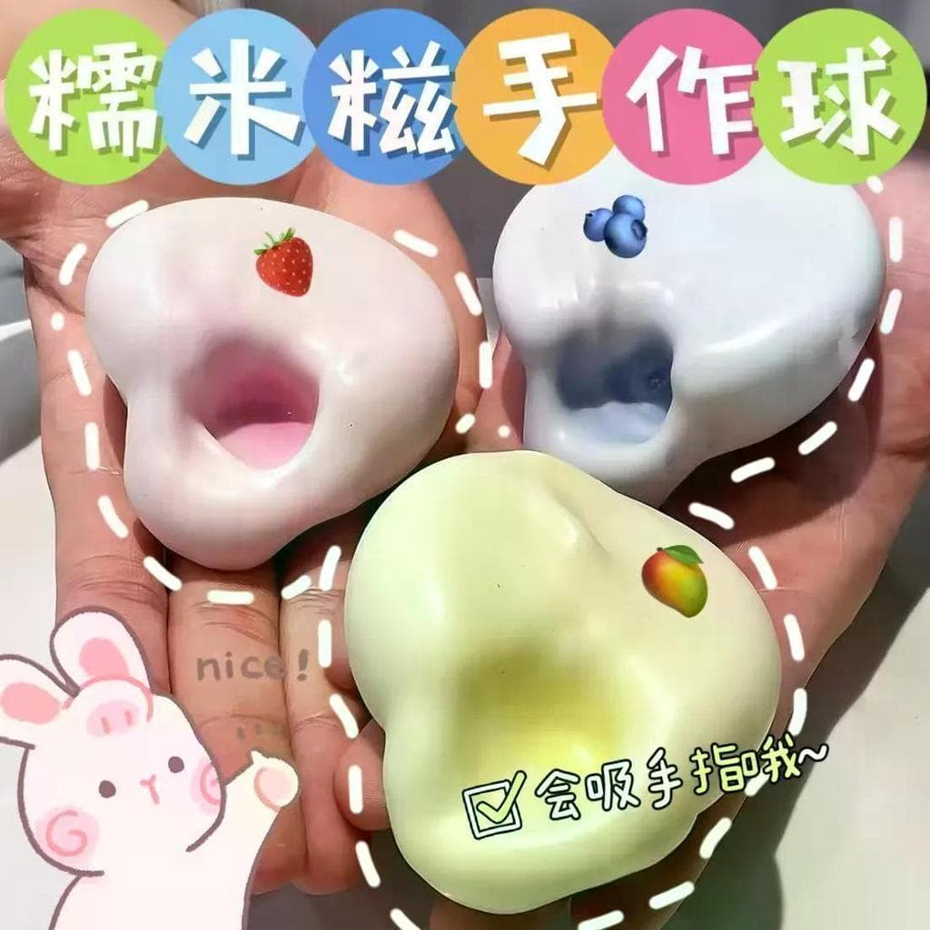 Novo estilo de plástico arroz glutinoso beliscar mão beliscar bola sucção menina bola de gelo brinquedo artesanal dedo b