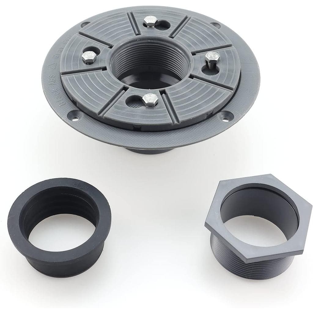 Kit de Base para Ralo de Chuveiro de 2 Polegadas - Ralo Subterrâneo de PVC com Flange de Base, Adaptador, Acoplador e Ve