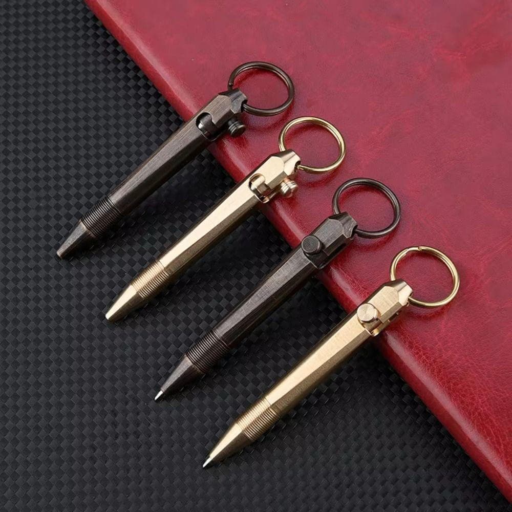 Caneta Mini de Latão, Caneta Cilíndrica de Bolso para Viagem, Fácil de Transportar, Caneta Esferográfica Neutra para Neg