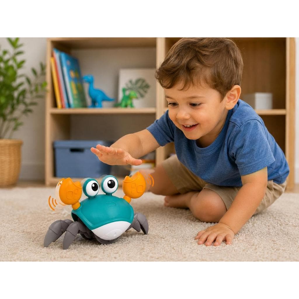 Brinquedo Caranguejo Fujão Recarregável Infantil Com Sensor de Obstáculos Som Luz