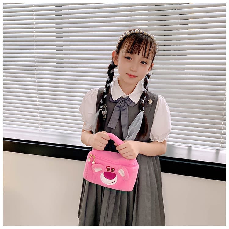 Bolsa De Cosméticos De Pelúcia Fofa De Desenho Animado Feminino Armazenamento Viagem Portátil De Grande Capacidade Para