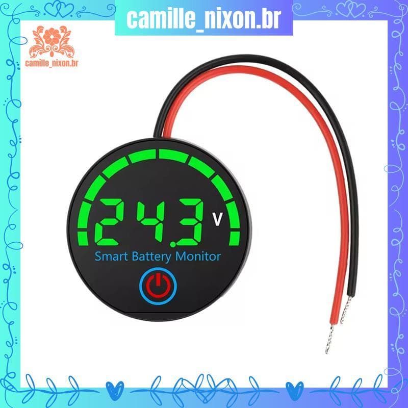 [camille_nixon.br] Indicador De Nível De Bateria LED 12V/24V/36V/48V Voltímetro Digital Testador De Carga De Tensão Plac