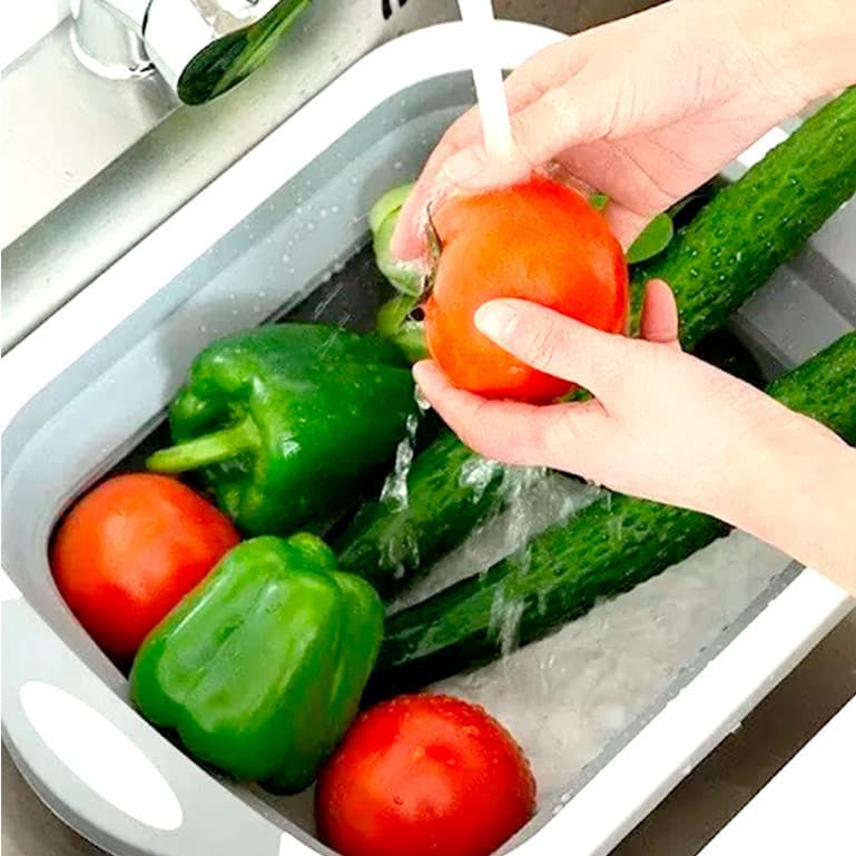 Bacia e Tábua de Corte Retráteis – Compactas, Fáceis de Guardar (Multiuso)