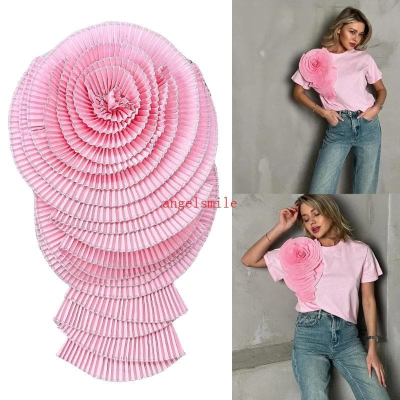 Alfinete Para Vestido E Camisa Enfeite Plissado Broche Floral Corpete Fantasia Par