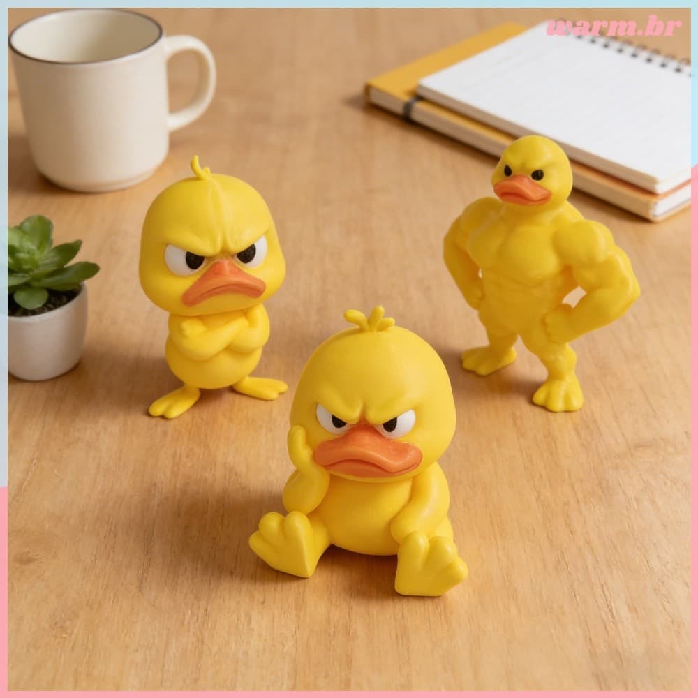 Angry Duck Desk Decor Figuras Impressas Em 3D Conjunto Amarelo De 3 Peças Para Carro De Computador [waroom.br]