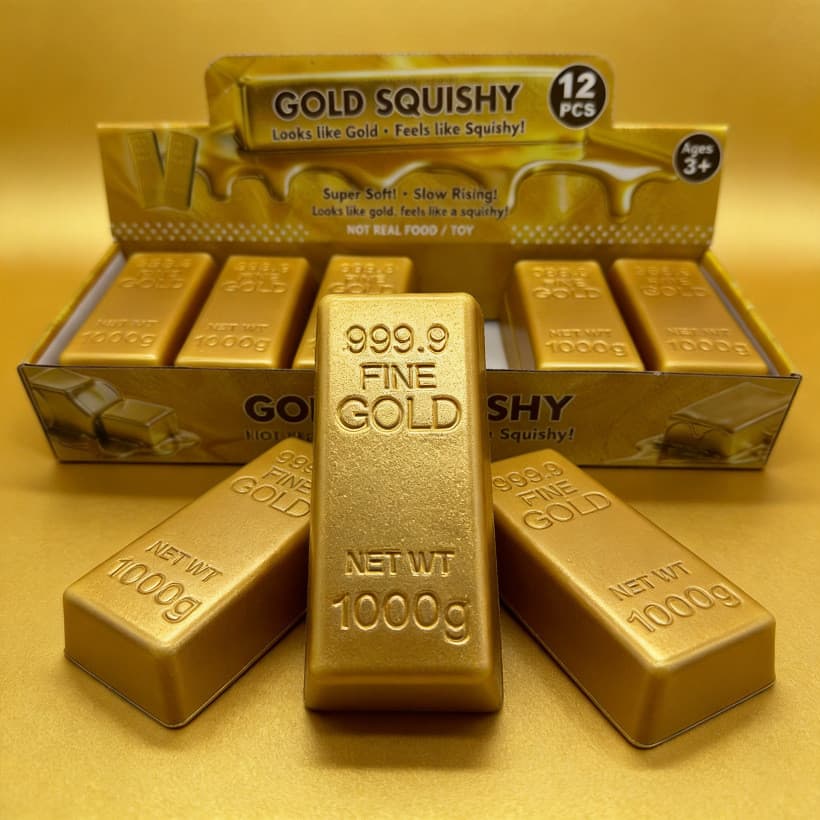 Squishy De Ascensão Lenta De Tijolo De Ouro Realista Para Adultos , Brinquedo De Descompressão De Alívio De Estresse De
