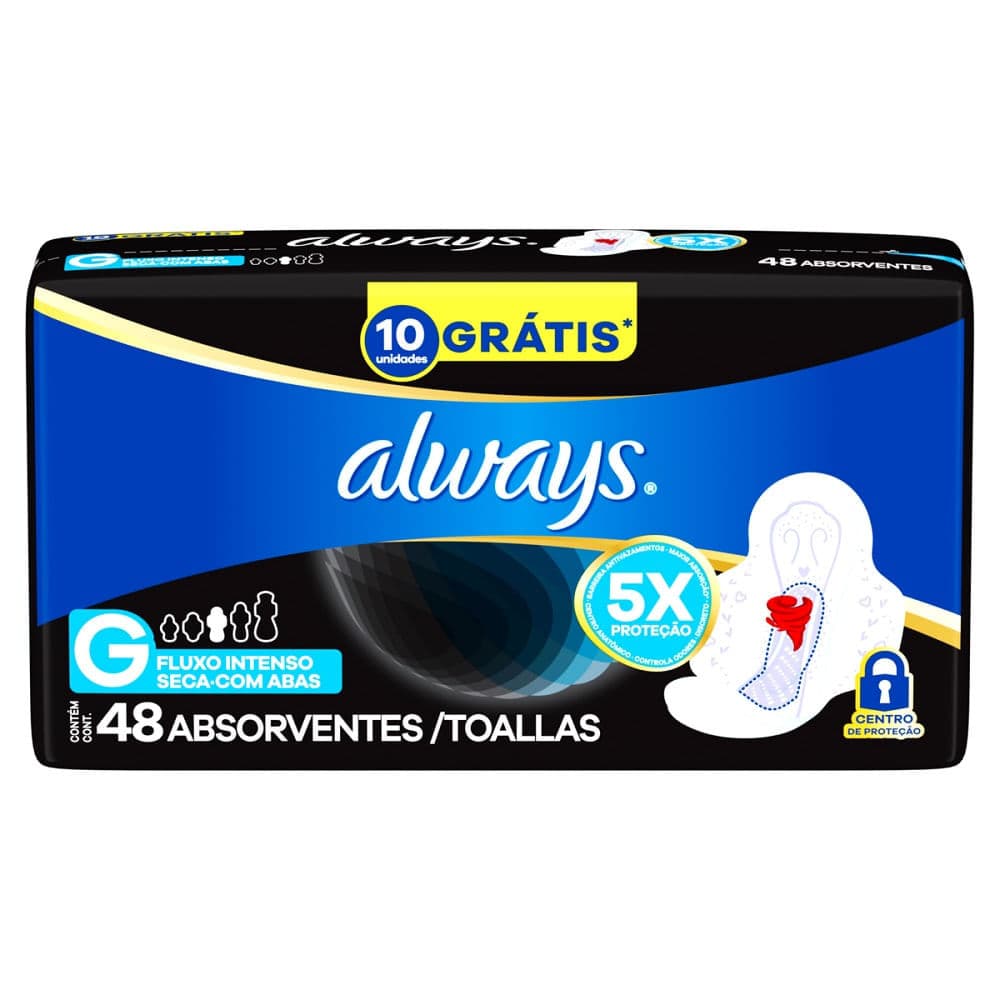Absorvente Noturno Seca com Abas Always 48 Unidades