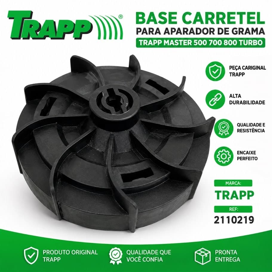 Base Carretel Para Aparador Grama Elétrico Trapp Master 500 700 800 Turbo