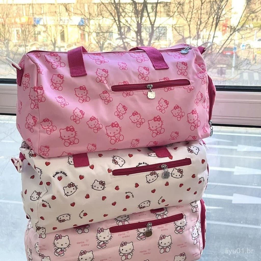 Bolsa de viagem portátil Hello Kitty, bagagem de Fitness de curta distância pode cobrir carros.