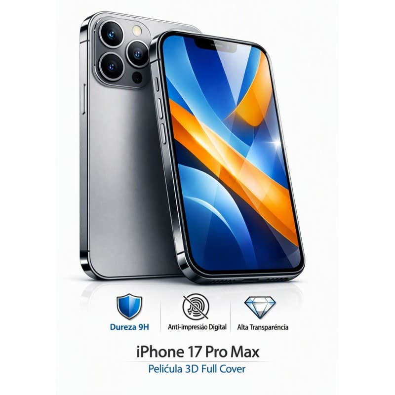 Kit Película Full Cover Iphone 17 17 Pro 17 Pro Max Vidro Temperado 3D