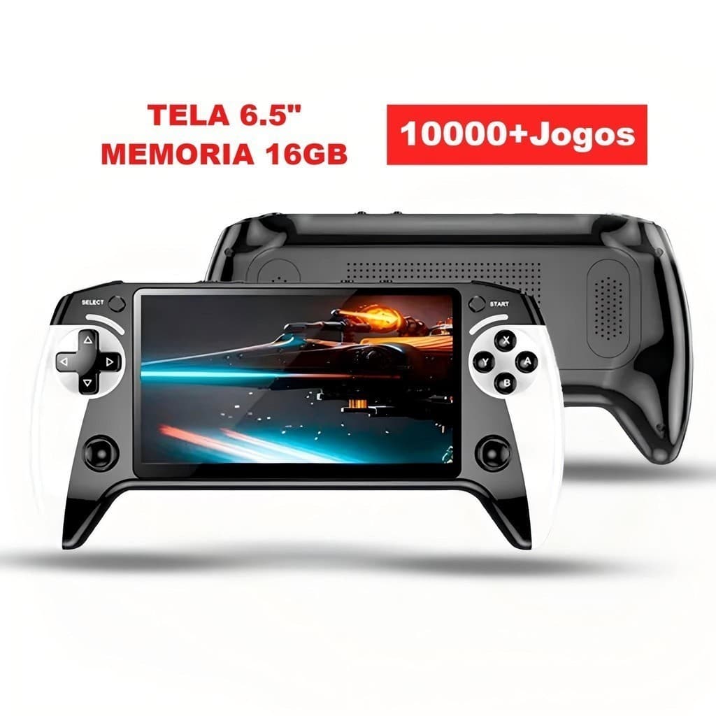 Console Portátil para Jogos Retrô 20000 Games Tela 6.5 HD 20000 Jogos Retro 16GB Display de Alta Definição