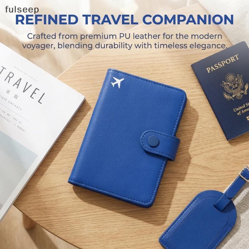 [fulseep] Porta-Carteira De Couro PU À Prova D'água Capa Para Cartão Segura E Durável Viagens De Negócios Passeios De Av