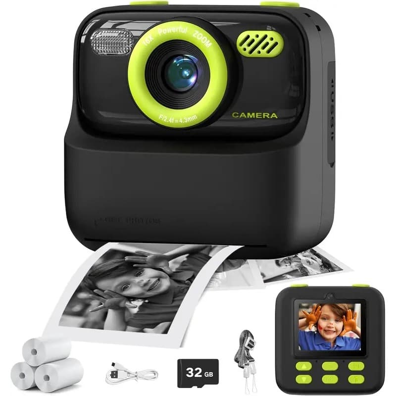 Câmera De Impressão Instantânea Infantil , Presentes De Aniversário Para Meninos E Meninas , Brinquedos Com Digital Víde