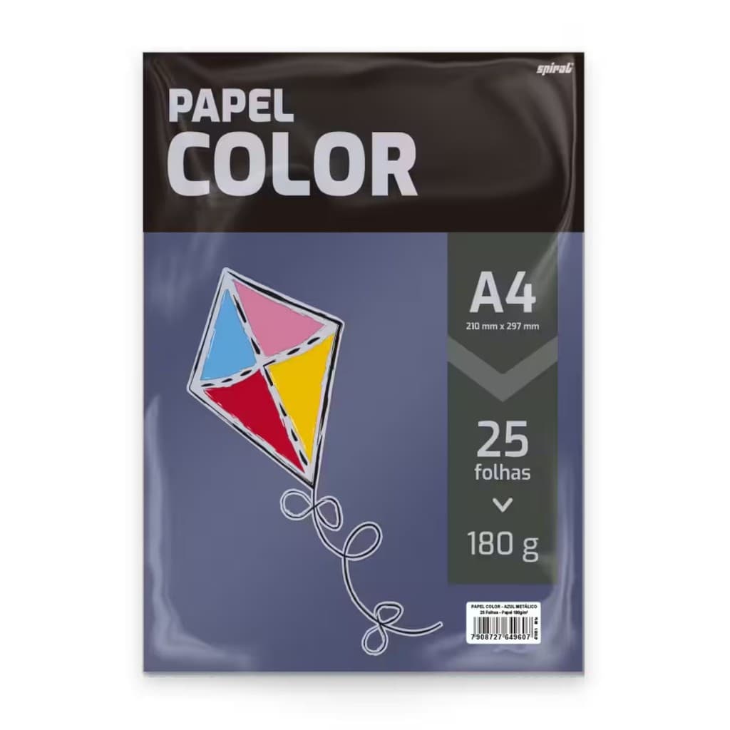 Papel 180g 210x297 color azul marinho metálico Spiral 25 FL