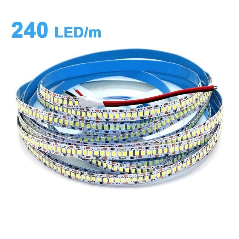 Fita LED 240LEDs/m 2835 DC12V 24V para Iluminação Residencial 5M 1200LEDs Alta Luminosidade Vermelho Verde Azul Flexível