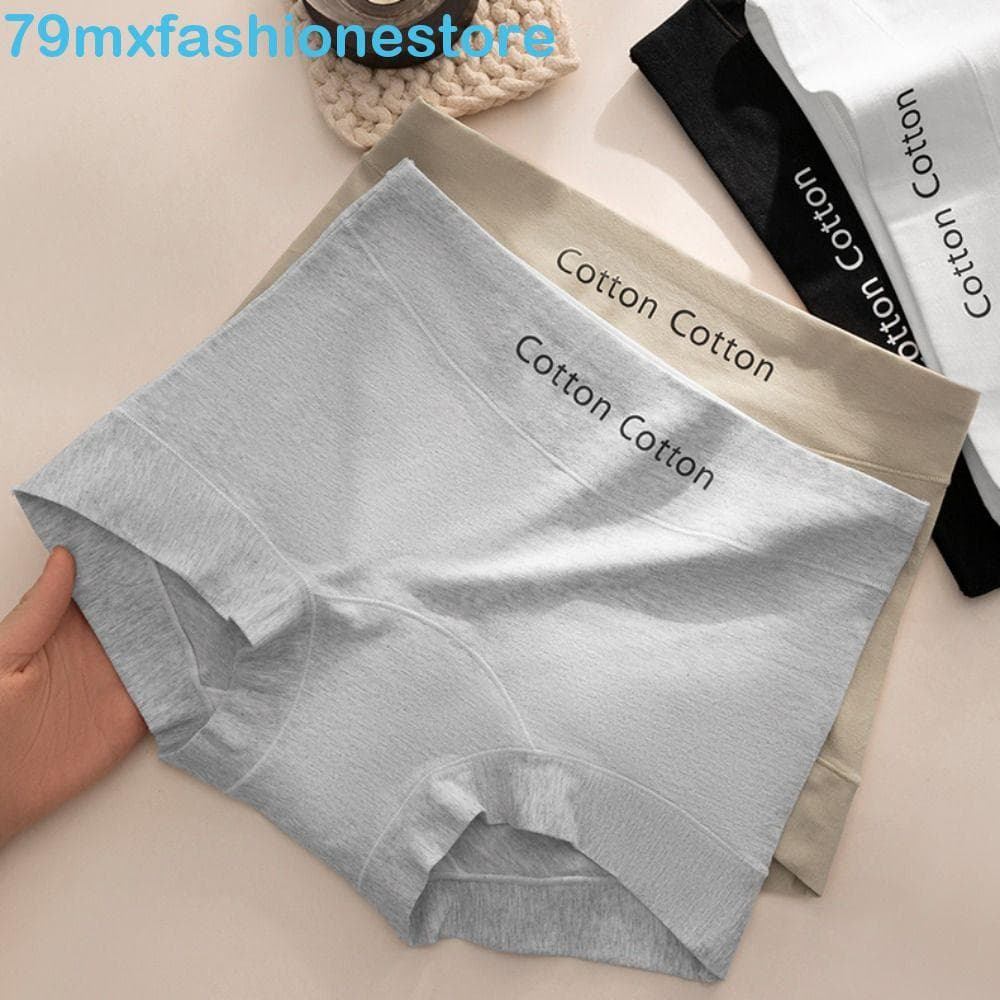 MXFASHIONESB 3 Peças De Cuecas Simples , Calcinha De Algodão Com Virilha , Roupa Íntima Sem Costura De Cintura Média Par