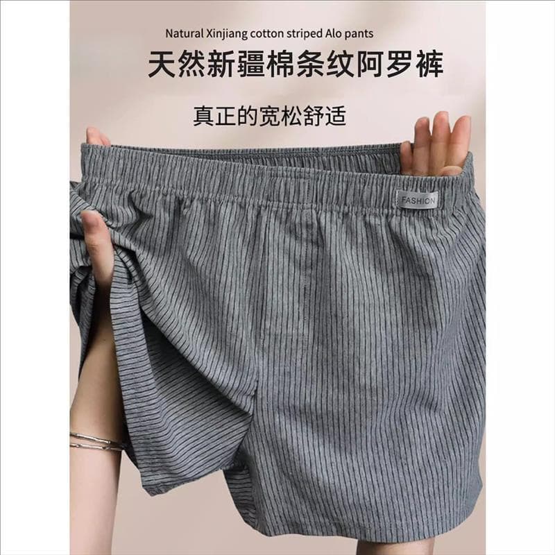 Roupa interior masculina seta calças versão solta respirável algodão Boxer Briefs casa pijama calças masculinas tamanho