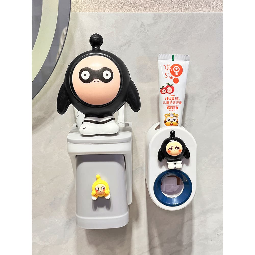 Copo magnético para enxaguatório bucal, suporte para escova de dentes doméstica, bonito desenho animado, sem perfuração,