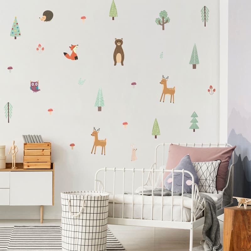 Nordic ins Macaron cor quarto das crianças menina parede dos desenhos animados adesivos de parede decoração adesivos de