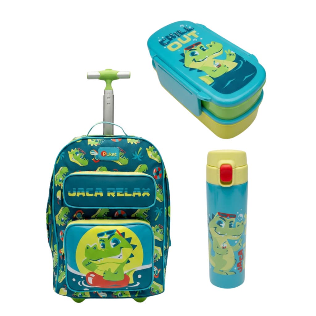 Kit Escolar Jaca Relax Mochila Marmita Garrafa Puket