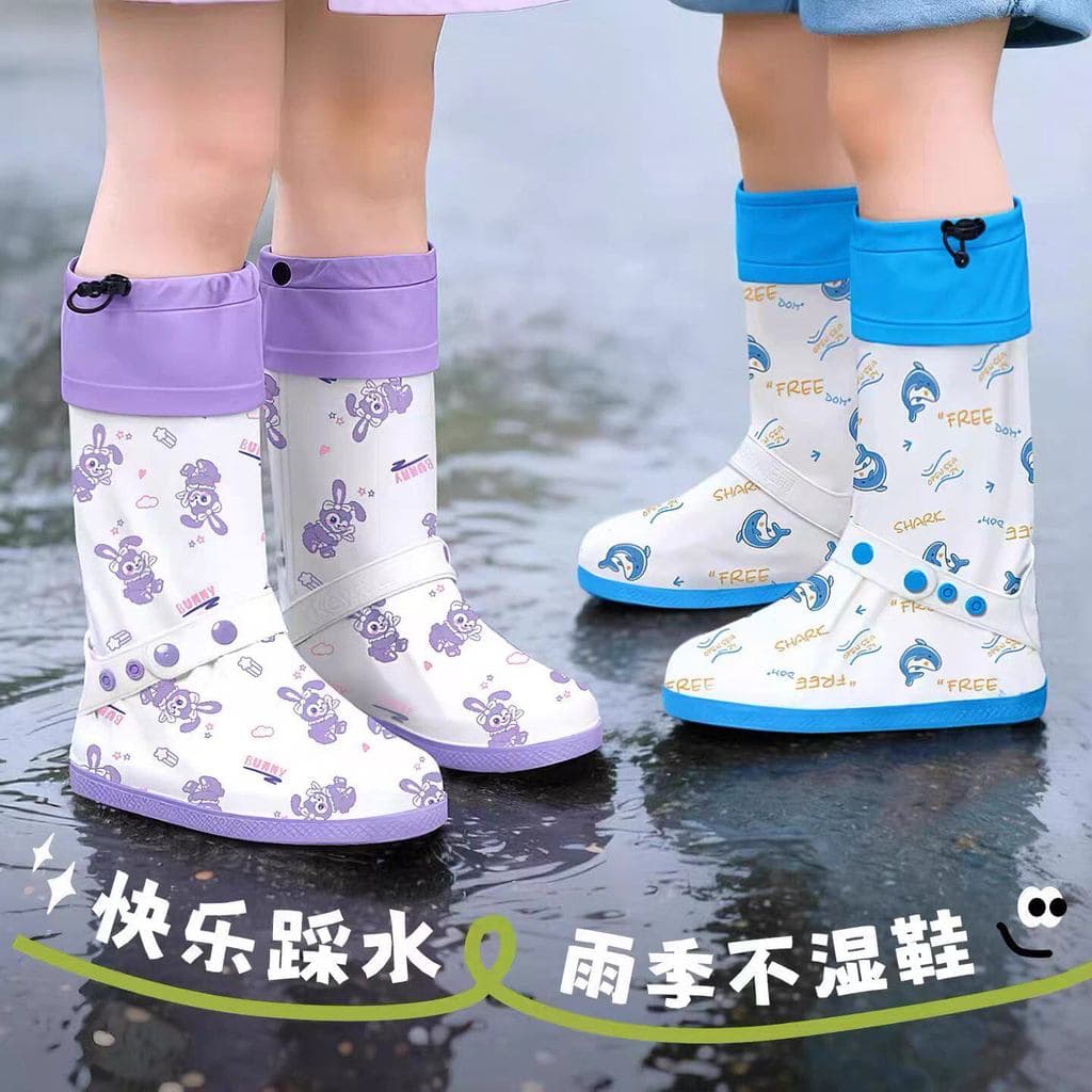 Crianças capa de sapato à prova dwaterproof água meninos meninas dias chuvosos estudantes escola especial pé capa antide