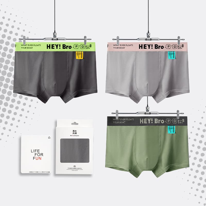 Conjunto de cuecas boxer masculinas em caixa de presente 2026, exposição de cuecas boxer masculinas na loja.