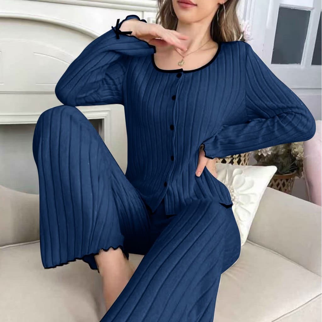 Cardigã de pijama feminino muito vendido, tecido canelado escovado, confortável e respirável para uso doméstico.