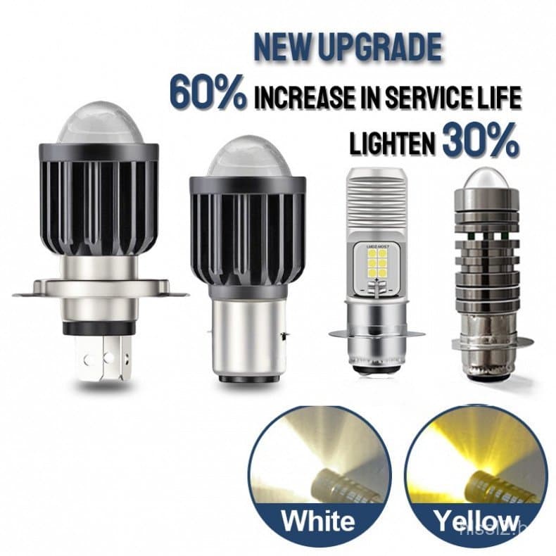 Lâmpadas LED para Farol de Motocicleta H6 H4 HS1 BA20D, Feixe de Luz Bicolor, Holofote para Motocicleta, Scooter P15D mi