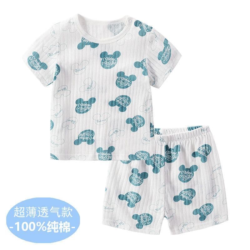 [Novos produtos] Roupas de ar condicionado para casa de bebê Algodão puro Estilo fino Verão Bebê Conjunto de pijamas inf